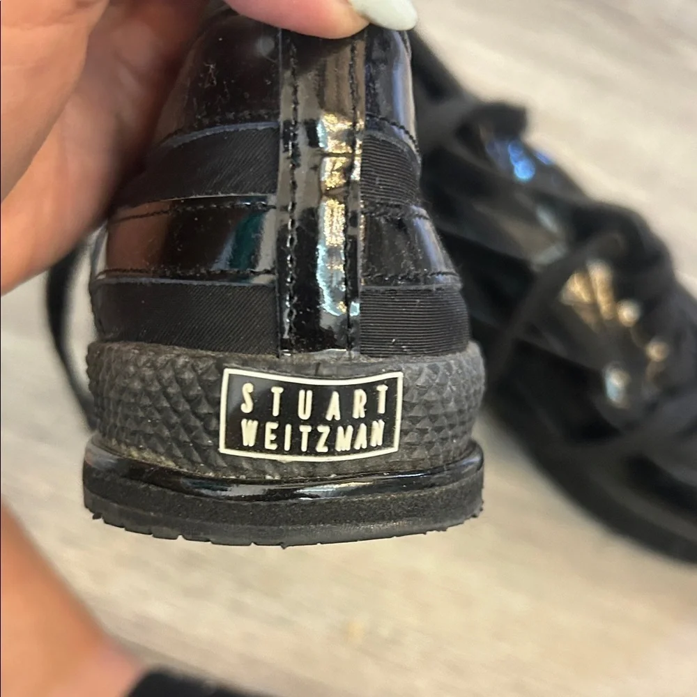 Stuart Weitzman Vintage Y2K Glossy Black Sneakers Sz 6.5